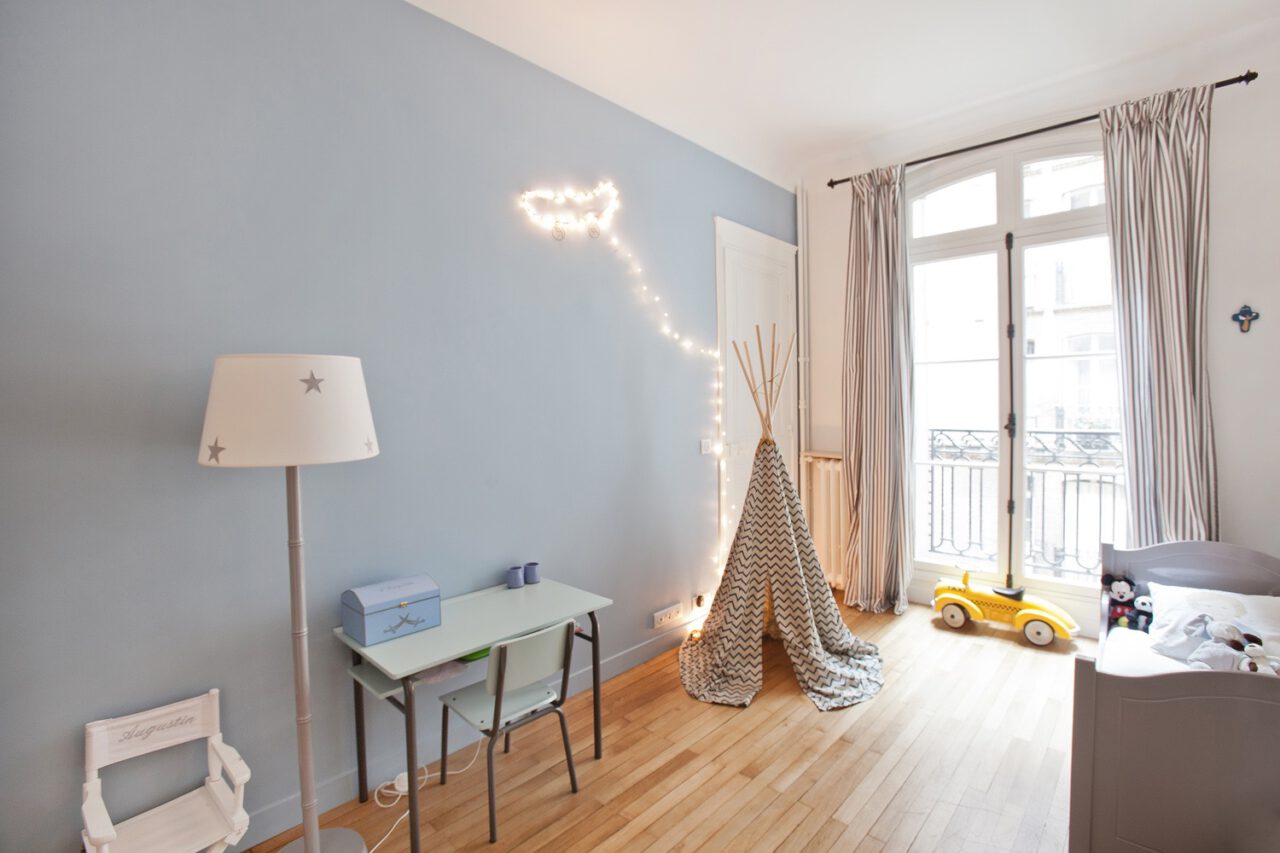 Chambre enfant peinture bleu