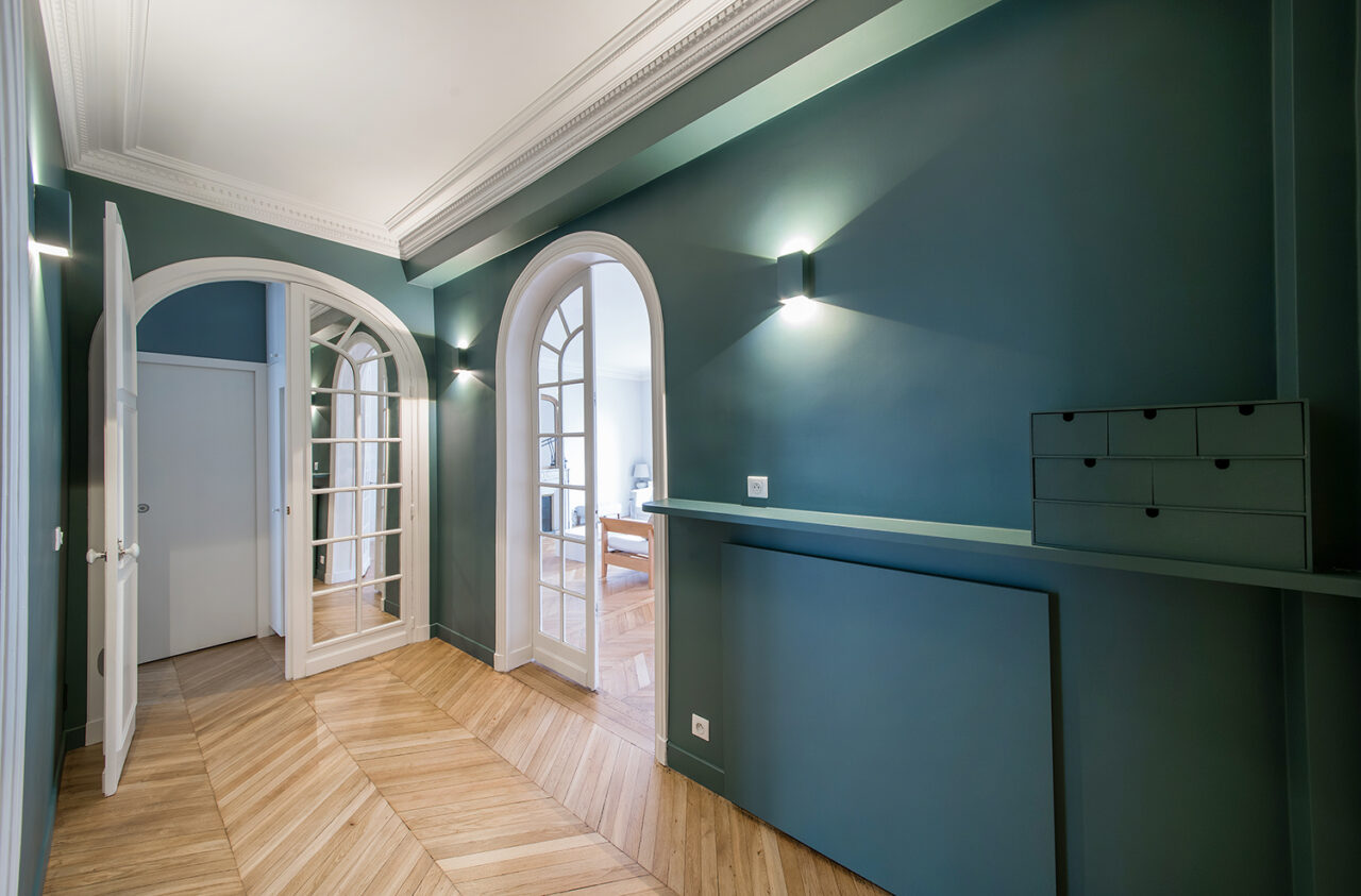 grande entree sur mesure bleu porte vitre